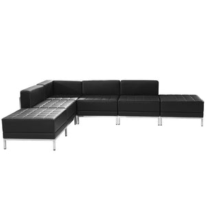 English Elm HERCULES Imagination Series Configurable Six-Piece Sectional for Modern Commercial Reception Areas Black ZB-IMAG-SECT-SET8-GG