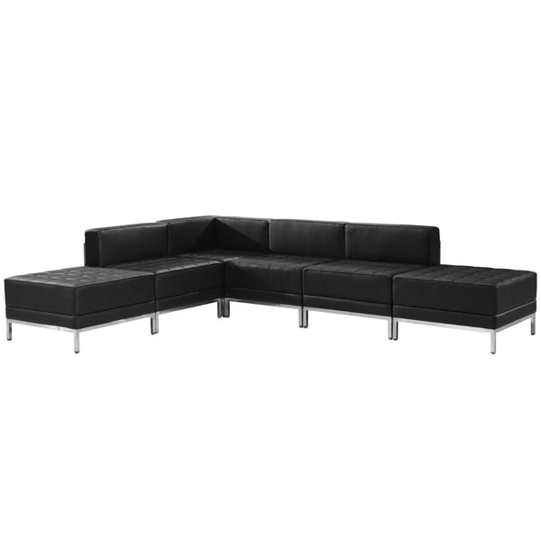 English Elm HERCULES Imagination Series Configurable Six-Piece Sectional for Modern Commercial Reception Areas Black ZB-IMAG-SECT-SET8-GG