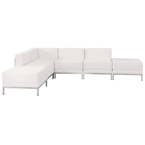English Elm HERCULES Imagination Series Configurable Six-Piece Sectional for Modern Commercial Reception Areas Melrose White ZB-IMAG-SECT-SET8-WH-GG