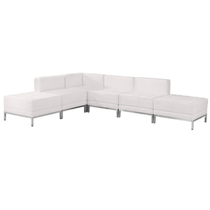 English Elm HERCULES Imagination Series Configurable Six-Piece Sectional for Modern Commercial Reception Areas Melrose White ZB-IMAG-SECT-SET8-WH-GG