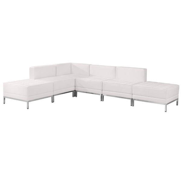 English Elm HERCULES Imagination Series Configurable Six-Piece Sectional for Modern Commercial Reception Areas Melrose White ZB-IMAG-SECT-SET8-WH-GG