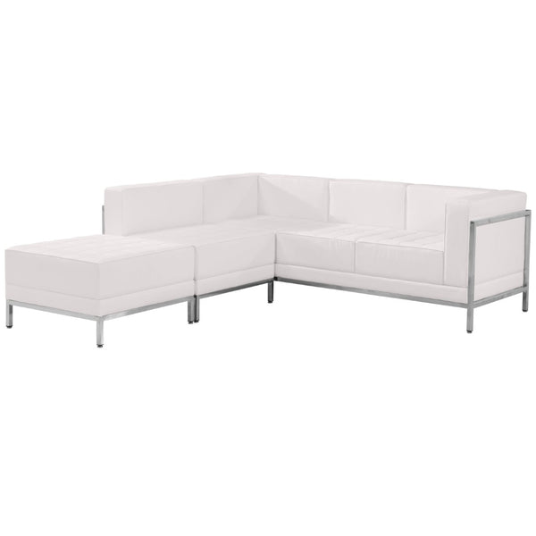English Elm HERCULES Imagination Series Modular LeatherSoft Sectional Set for Stylish and Durable Seating Solutions Melrose White ZB-IMAG-SECT-SET9-WH-GG