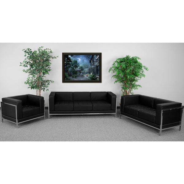 English Elm HERCULES Imagination Series Black LeatherSoft 3-Piece Sofa Set for Modern Reception Areas ZB-IMAG-SET1-GG
