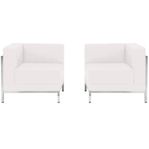English Elm HERCULES Imagination Series 2-Piece Corner Chair Set for Stylish Reception Areas with Ganging Clips Melrose White ZB-IMAG-SET10-WH-GG