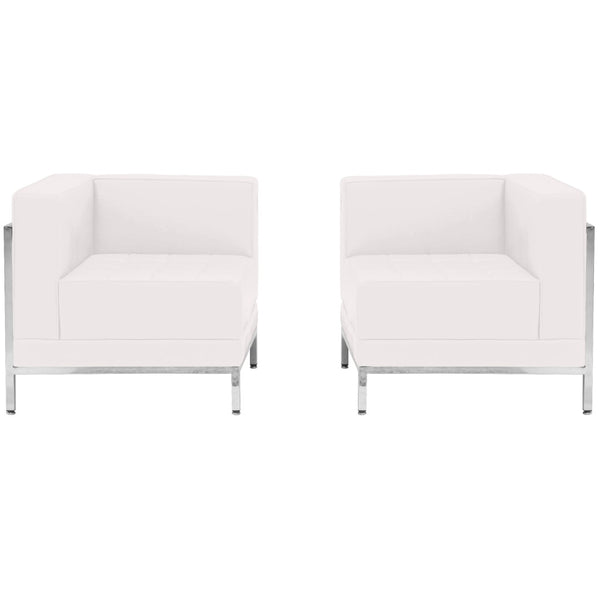 English Elm HERCULES Imagination Series 2-Piece Corner Chair Set for Stylish Reception Areas with Ganging Clips Melrose White ZB-IMAG-SET10-WH-GG