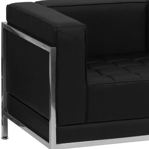 English Elm HERCULES Imagination Series Modular LeatherSoft Sofa & Chair Set for Stylish Reception Areas Black ZB-IMAG-SET13-GG