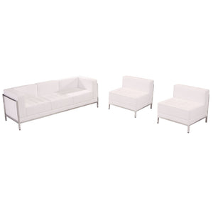 English Elm HERCULES Imagination Series Modular LeatherSoft Sofa & Chair Set for Stylish Reception Areas Melrose White ZB-IMAG-SET13-WH-GG