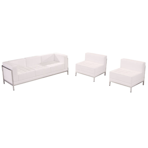 English Elm HERCULES Imagination Series Modular LeatherSoft Sofa & Chair Set for Stylish Reception Areas Melrose White ZB-IMAG-SET13-WH-GG