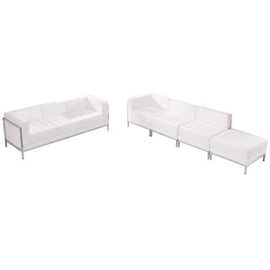English Elm HERCULES Imagination Series Modular Sofa & Lounge Chair Set for Professional Reception Spaces Melrose White ZB-IMAG-SET16-WH-GG