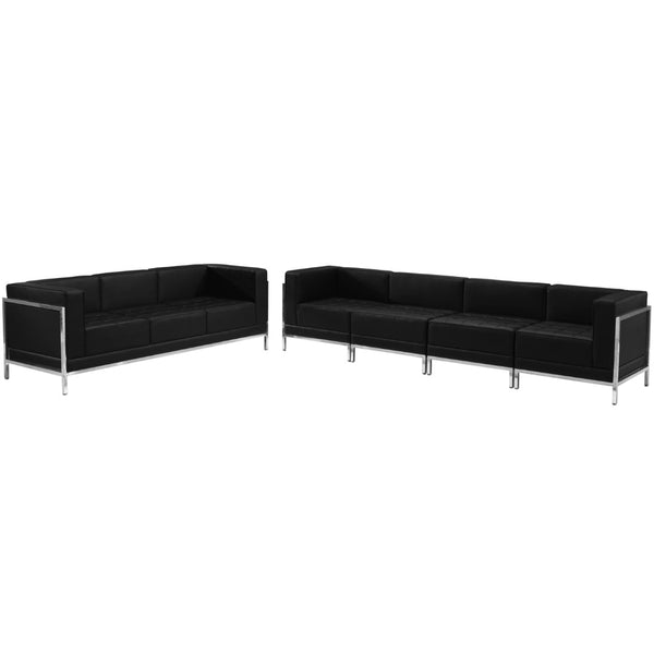 English Elm HERCULES Imagination Series 5-Piece LeatherSoft Sofa Set for Stylish Reception Areas and Lobbies Black ZB-IMAG-SET17-GG