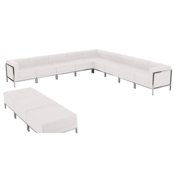 English Elm HERCULES Imagination Series 12-Piece Modular Sectional & Ottoman Set for Stylish Commercial Spaces Melrose White ZB-IMAG-SET18-WH-GG