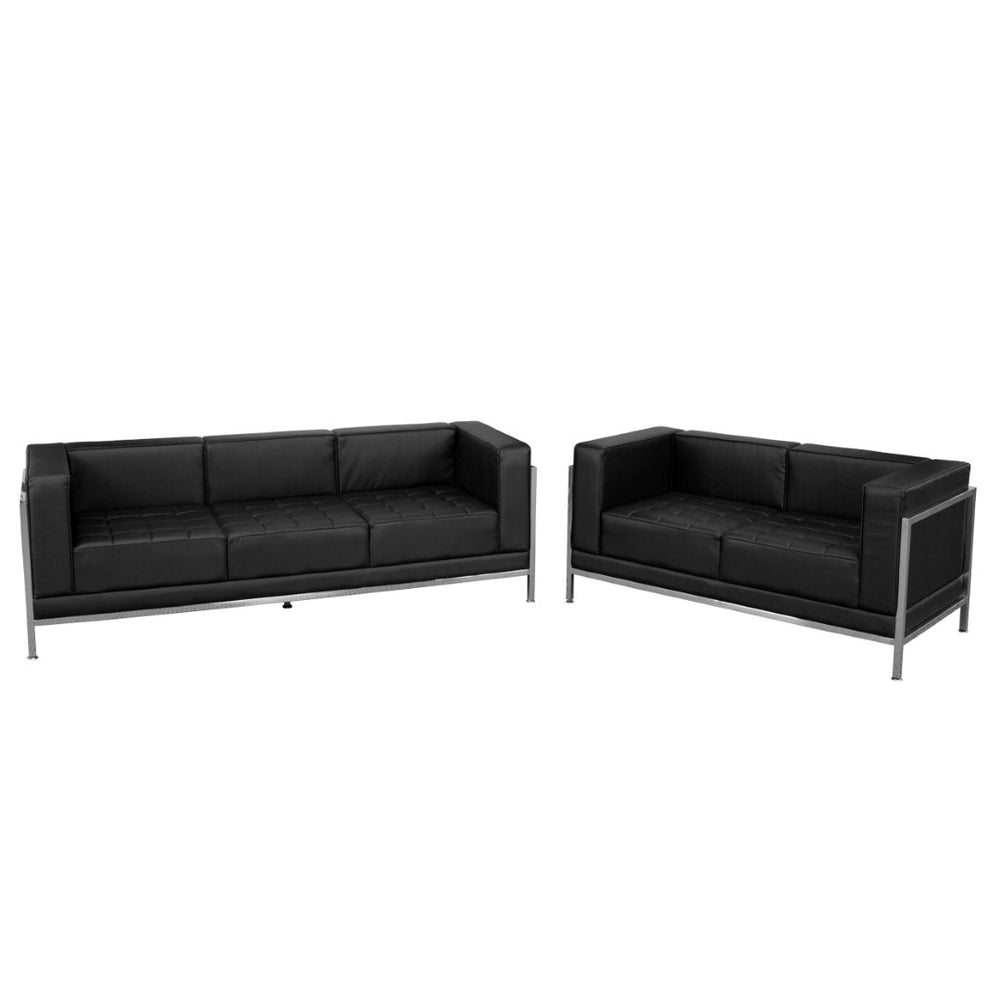 English Elm HERCULES Imagination Series Black LeatherSoft Sofa & Loveseat Set - Modern Comfort for Offices ZB-IMAG-SET2-GG