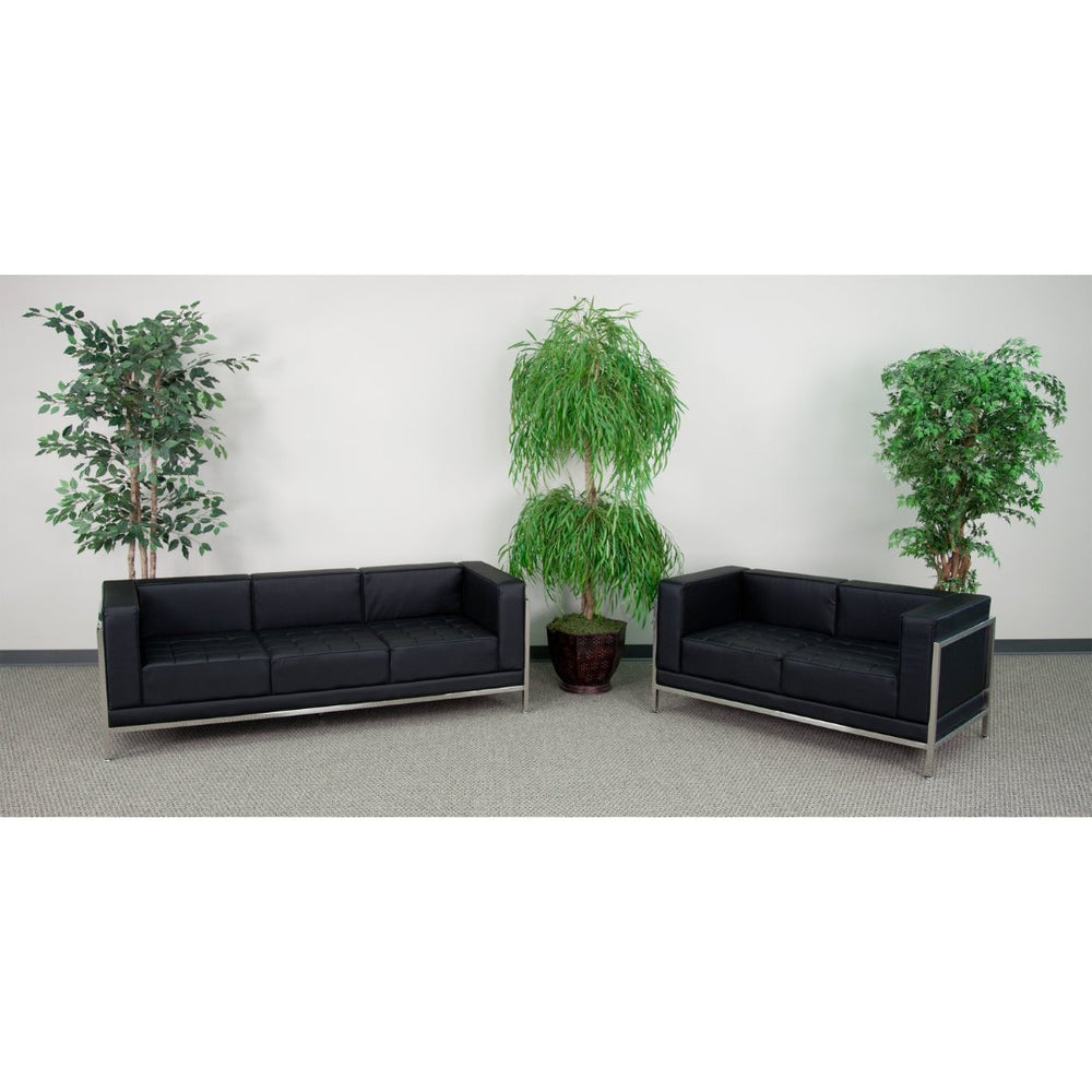 English Elm HERCULES Imagination Series Black LeatherSoft Sofa & Loveseat Set - Modern Comfort for Offices ZB-IMAG-SET2-GG