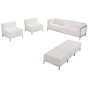 English Elm HERCULES Melrose White LeatherSoft Modular Sofa, Chair & Ottoman Set – Stylish Comfort for Any Space ZB-IMAG-SET20-WH-GG