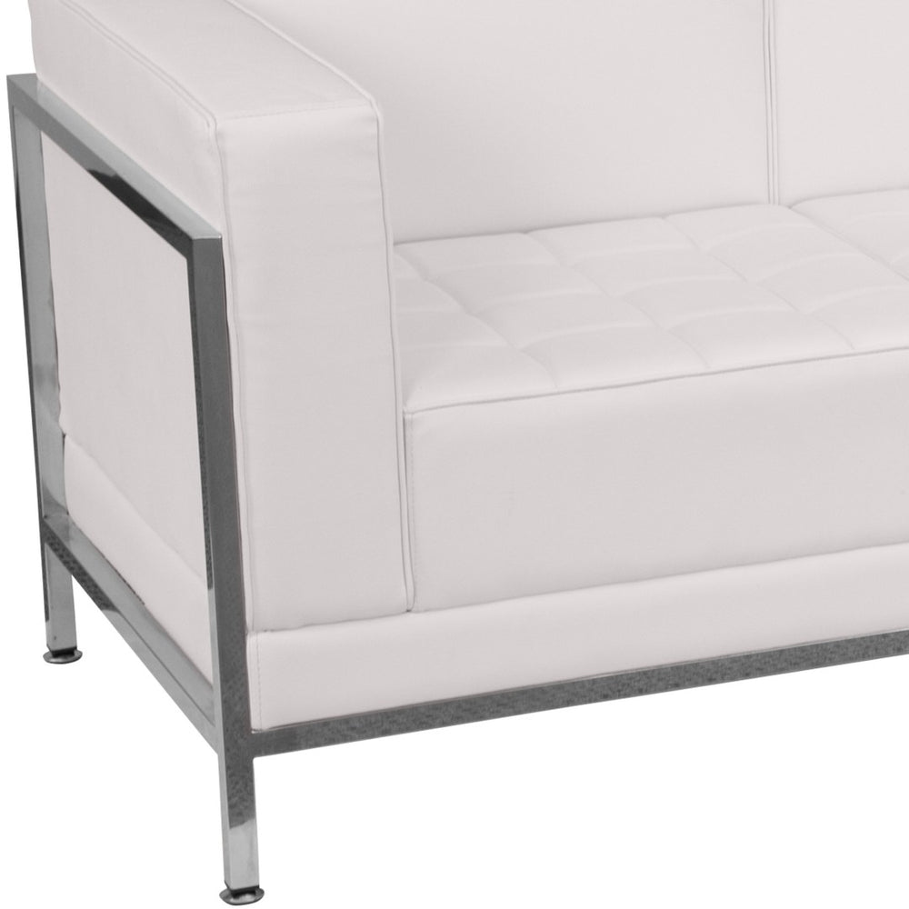 English Elm HERCULES Melrose White LeatherSoft Modular Sofa, Chair & Ottoman Set – Stylish Comfort for Any Space ZB-IMAG-SET20-WH-GG
