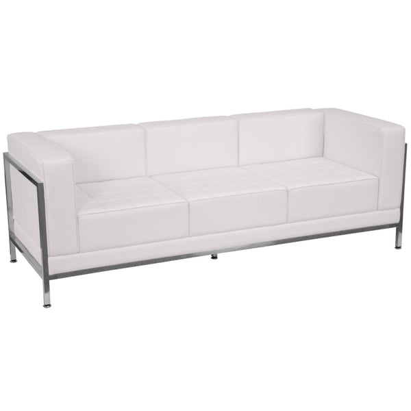 English Elm HERCULES Melrose White LeatherSoft 12-Piece Lounge Sofa & Ottoman Set for Modern Reception Areas ZB-IMAG-SET21-WH-GG