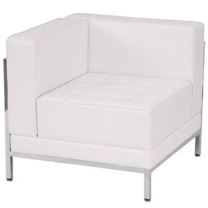 English Elm HERCULES Melrose White LeatherSoft 12-Piece Lounge Sofa & Ottoman Set for Modern Reception Areas ZB-IMAG-SET21-WH-GG