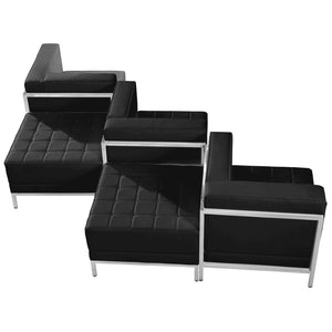 English Elm HERCULES Imagination Series 5-Piece Modular Chair and Ottoman Set for Modern Reception Areas Black ZB-IMAG-SET5-GG