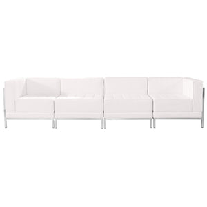 English Elm HERCULES Imagination Series 4-Piece Lounge Set with Durable LeatherSoft for Modern Waiting Areas Melrose White ZB-IMAG-SET8-WH-GG