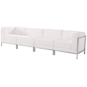 English Elm HERCULES Imagination Series 4-Piece Lounge Set with Durable LeatherSoft for Modern Waiting Areas Melrose White ZB-IMAG-SET8-WH-GG