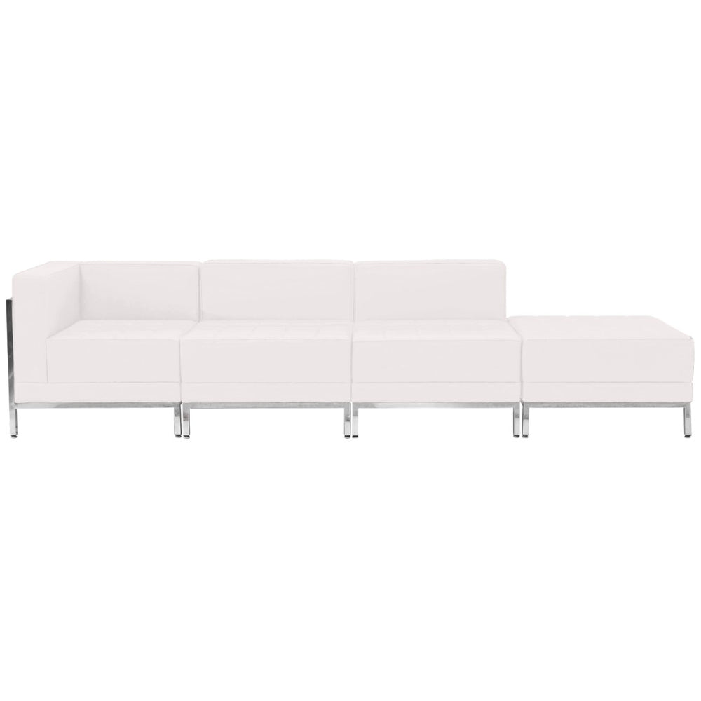 English Elm HERCULES Imagination Series 4-Piece Chair & Ottoman Set for Modern Reception Areas with Comfort Melrose White ZB-IMAG-SET9-WH-GG