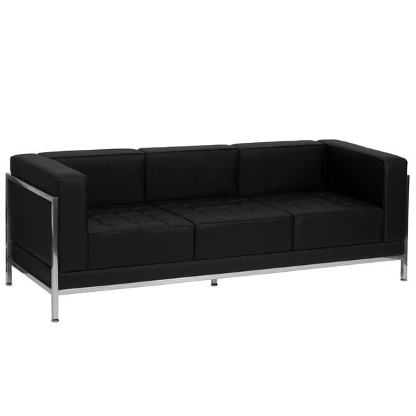 English Elm HERCULES Imagination Series Contemporary LeatherSoft Sofa with Stainless Steel Frame for Modern Spaces Black ZB-IMAG-SOFA-GG