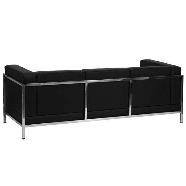English Elm HERCULES Imagination Series Contemporary LeatherSoft Sofa with Stainless Steel Frame for Modern Spaces Black ZB-IMAG-SOFA-GG