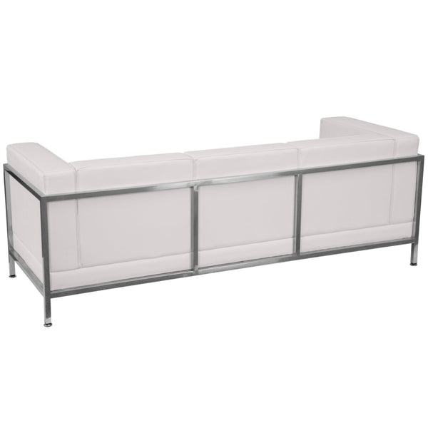 English Elm HERCULES Imagination Series Contemporary LeatherSoft Sofa with Stainless Steel Frame for Modern Spaces Melrose White ZB-IMAG-SOFA-WH-GG