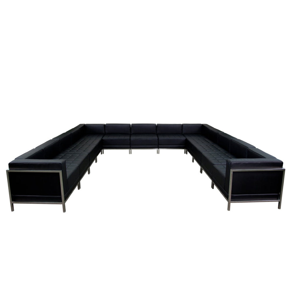 English Elm HERCULES Black LeatherSoft 13-Piece Modular U-Shape Sectional for Stylish Lobby Seating Solutions ZB-IMAG-U-SECT-SET2-GG