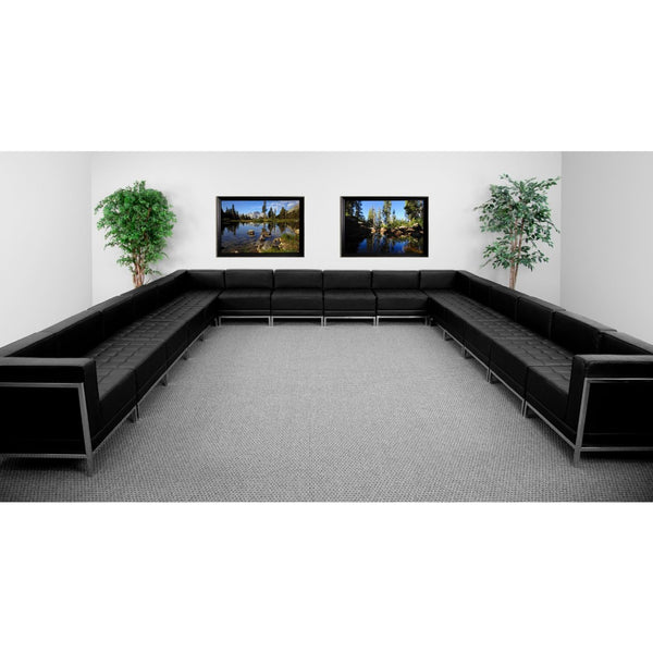 English Elm HERCULES Imagination Series Versatile Black LeatherSoft U-Shape Sectional for Reception Areas ZB-IMAG-U-SECT-SET3-GG