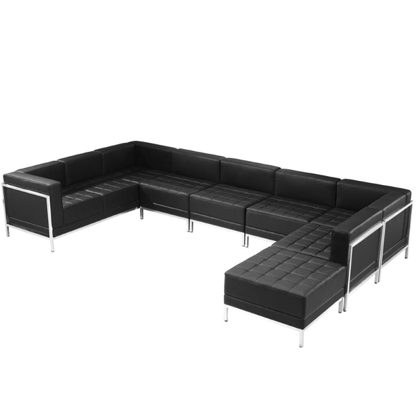 English Elm HERCULES Imagination Series U-Shape Sectional Seating: Stylish, Durable & Configurable 7-Piece Set Black ZB-IMAG-U-SECT-SET4-GG