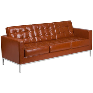 English Elm HERCULES Lacey Series Modern LeatherSoft Sofa with Stainless Steel Frame for Stylish Spaces Cognac ZB-LACEY-831-2-SOFA-COG-GG