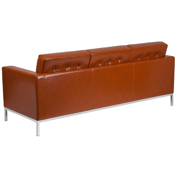 English Elm HERCULES Lacey Series Modern LeatherSoft Sofa with Stainless Steel Frame for Stylish Spaces Cognac ZB-LACEY-831-2-SOFA-COG-GG