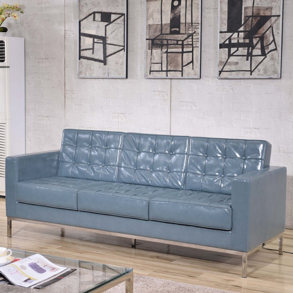 English Elm HERCULES Lacey Series Modern LeatherSoft Sofa with Stainless Steel Frame for Stylish Spaces Gray ZB-LACEY-831-2-SOFA-GY-GG