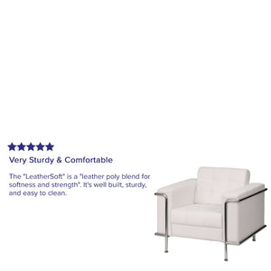 English Elm HERCULES Lesley Series Contemporary LeatherSoft Chair with Stainless Steel Frame for Modern Spaces Melrose White ZB-LESLEY-8090-CHAIR-WH-GG