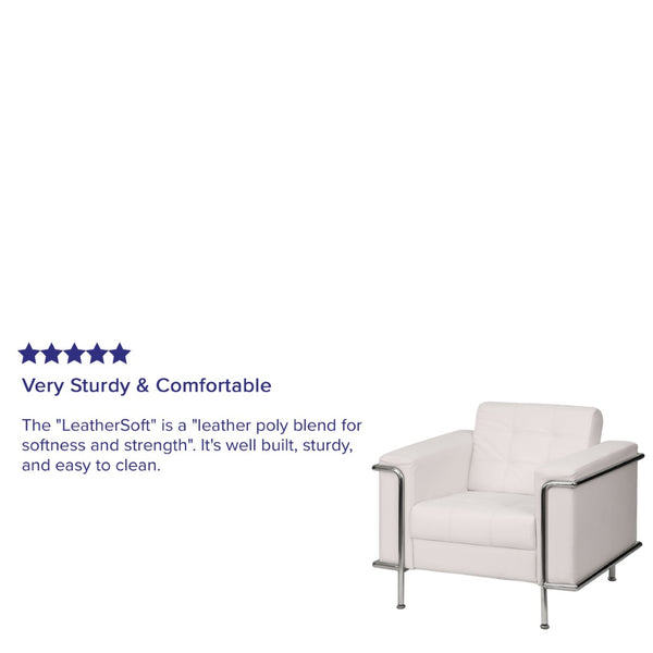 English Elm HERCULES Lesley Series Contemporary LeatherSoft Chair with Stainless Steel Frame for Modern Spaces Melrose White ZB-LESLEY-8090-CHAIR-WH-GG