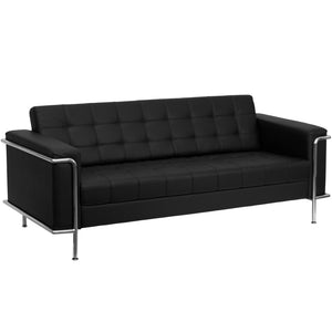 English Elm HERCULES Lesley Series Contemporary LeatherSoft Sofa with Stainless Steel Frame for Modern Spaces Black ZB-LESLEY-8090-SOFA-BK-GG