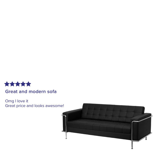 English Elm HERCULES Lesley Series Contemporary LeatherSoft Sofa with Stainless Steel Frame for Modern Spaces Black ZB-LESLEY-8090-SOFA-BK-GG