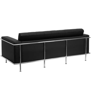 English Elm HERCULES Lesley Series Contemporary LeatherSoft Sofa with Stainless Steel Frame for Modern Spaces Black ZB-LESLEY-8090-SOFA-BK-GG