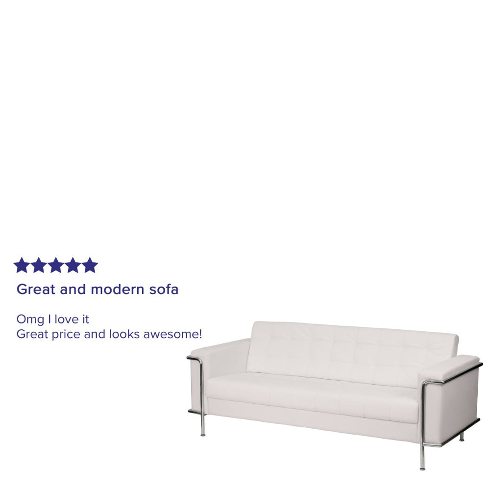 English Elm HERCULES Lesley Series Contemporary LeatherSoft Sofa with Stainless Steel Frame for Modern Spaces Melrose White ZB-LESLEY-8090-SOFA-WH-GG