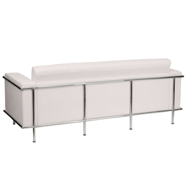 English Elm HERCULES Lesley Series Contemporary LeatherSoft Sofa with Stainless Steel Frame for Modern Spaces Melrose White ZB-LESLEY-8090-SOFA-WH-GG