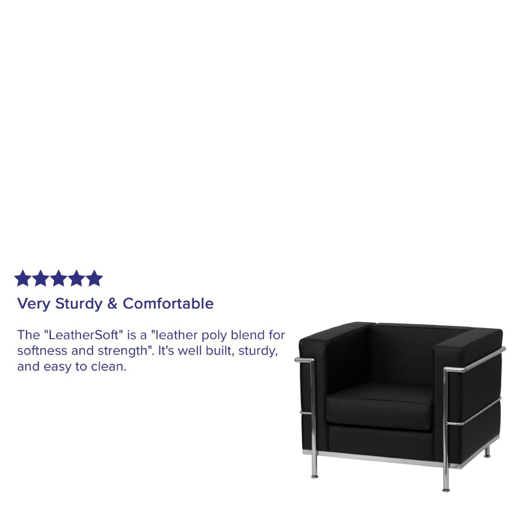 English Elm HERCULES Regal Series Modern LeatherSoft Chair with Stainless Steel Frame for Stylish Comfort Black ZB-REGAL-810-1-CHAIR-BK-GG
