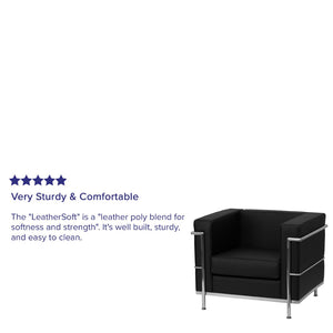 English Elm HERCULES Regal Series Modern LeatherSoft Chair with Stainless Steel Frame for Stylish Comfort Black ZB-REGAL-810-1-CHAIR-BK-GG