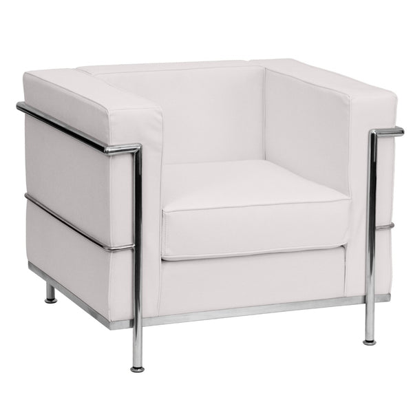 English Elm HERCULES Regal Series Modern LeatherSoft Chair with Stainless Steel Frame for Stylish Comfort Melrose White ZB-REGAL-810-1-CHAIR-WH-GG