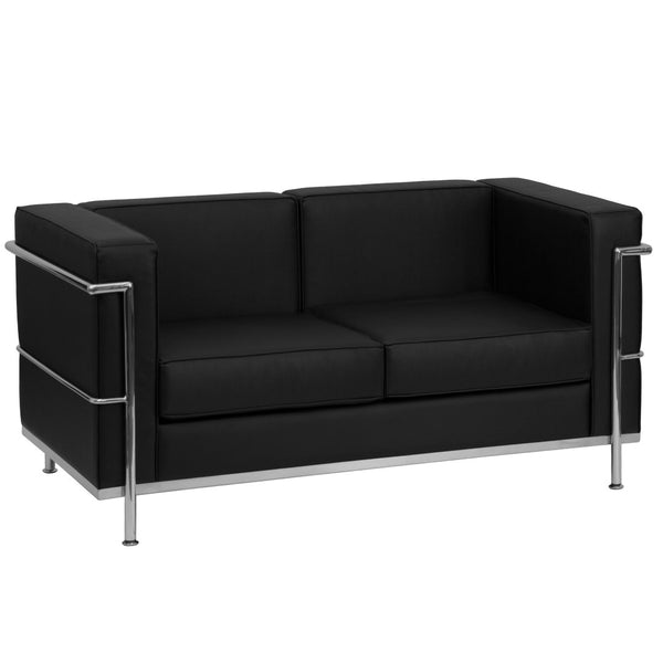 English Elm HERCULES Regal Series Contemporary LeatherSoft Loveseat with Durable Frame for Modern Spaces Black ZB-REGAL-810-2-LS-BK-GG