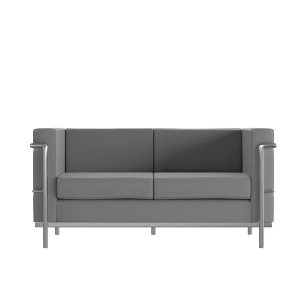 English Elm HERCULES Regal Series Contemporary LeatherSoft Loveseat with Durable Frame for Modern Spaces Gray ZB-REGAL-810-2-LS-GY-GG