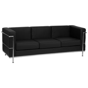 English Elm HERCULES Regal Series Contemporary LeatherSoft Sofa with Stainless Steel Frame for Modern Spaces Black ZB-REGAL-810-3-SOFA-BK-GG