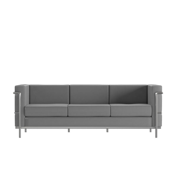 English Elm HERCULES Regal Series Contemporary LeatherSoft Sofa with Stainless Steel Frame for Modern Spaces Gray ZB-REGAL-810-3-SOFA-GY-GG