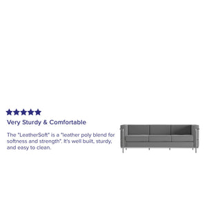 English Elm HERCULES Regal Series Contemporary LeatherSoft Sofa with Stainless Steel Frame for Modern Spaces Gray ZB-REGAL-810-3-SOFA-GY-GG