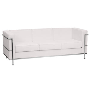 English Elm HERCULES Regal Series Contemporary LeatherSoft Sofa with Stainless Steel Frame for Modern Spaces Melrose White ZB-REGAL-810-3-SOFA-WH-GG